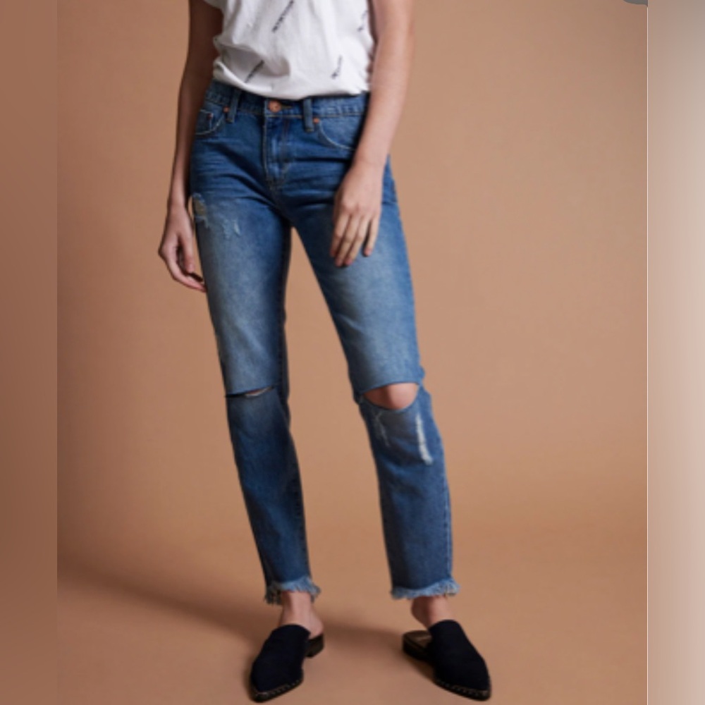 One Teaspoon Awesome Baggies Low Waist Straight Leg Denim Jeans - Pacifica
